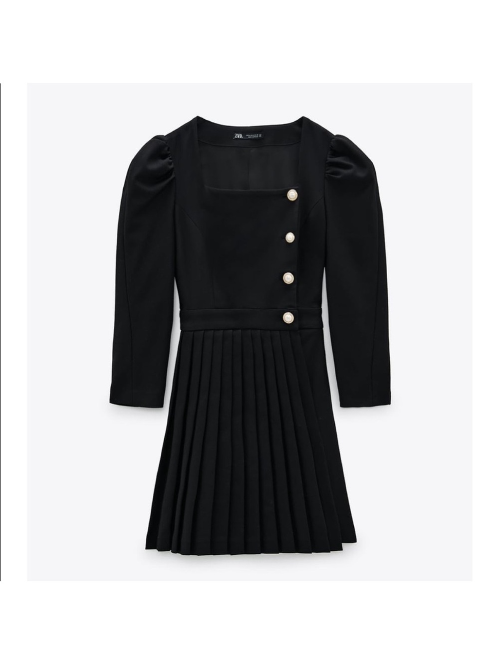Zara pleated blazer dress w pearl buttons